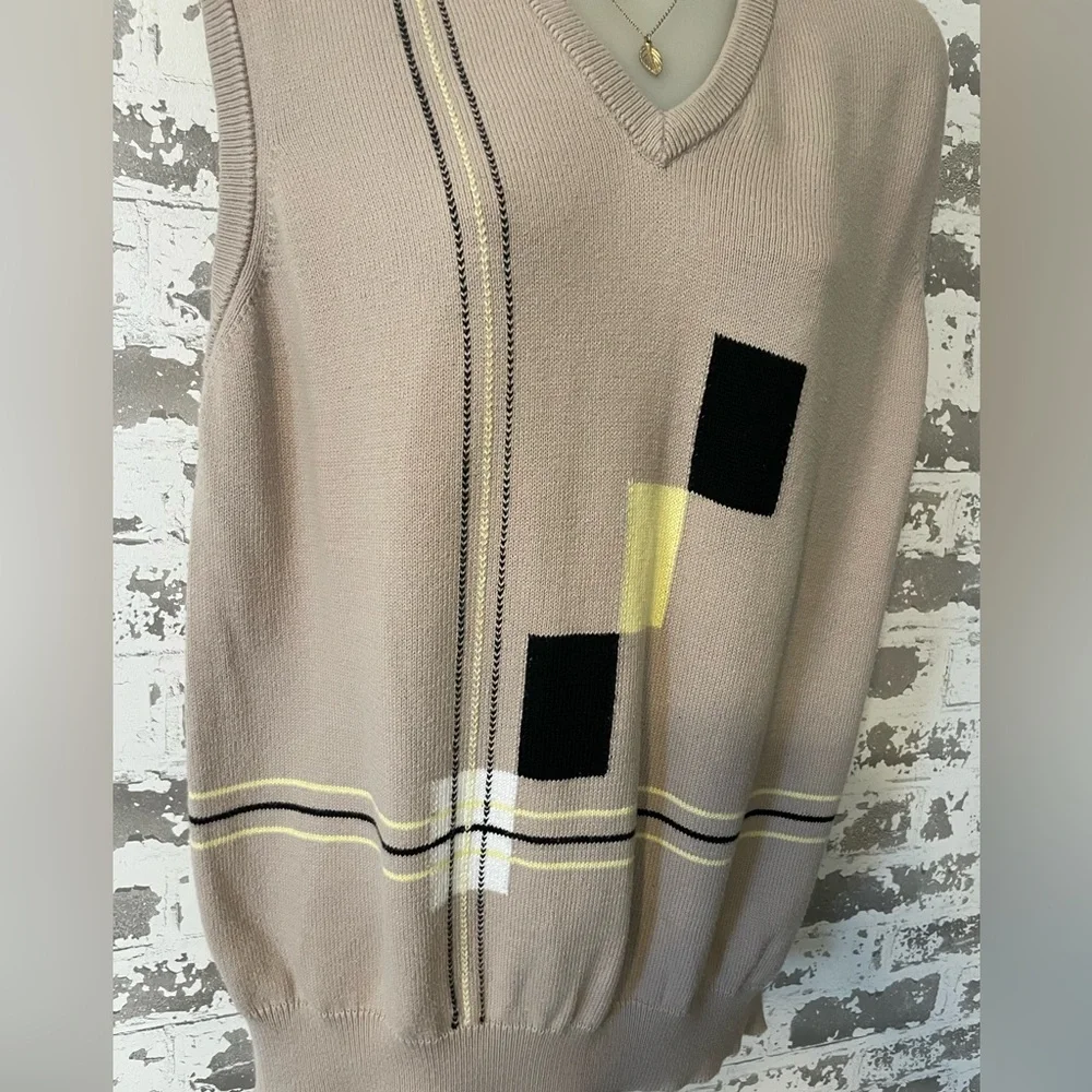 Vintage Titleist Golf Sweater Vest Made in Scotland 100 Cotton Preppy geometric